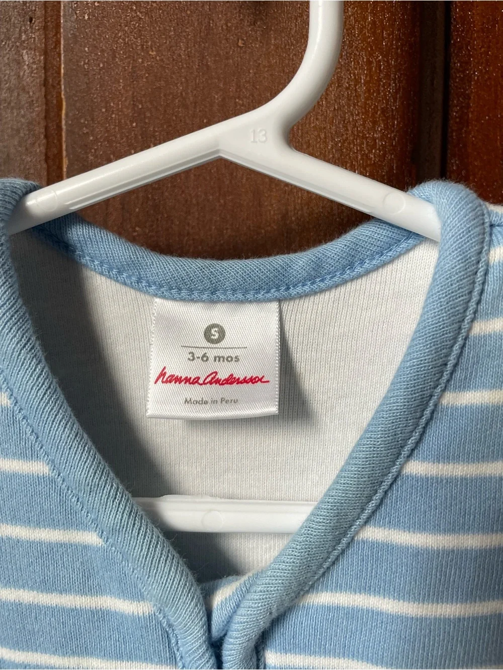Hanna Andersson baby 3-6 months blue / white striped sleepsack